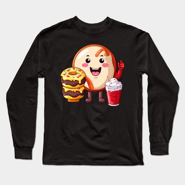 Donut kawaii  junk food T-Shirt cute  funny Long Sleeve T-Shirt by nonagobich